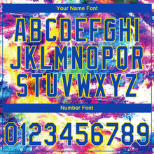 Laden Sie das Bild in den Galerie-Viewer, Custom Stitched Graffiti Pattern Thunder Blue-Light Yellow 3D Abstract Splatter Sports Pullover Sweatshirt Hoodie
