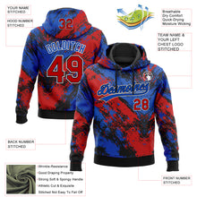 Laden Sie das Bild in den Galerie-Viewer, Custom Stitched Black Red Thunder Blue-White 3D Pattern Design Abstract Splatter Sports Pullover Sweatshirt Hoodie
