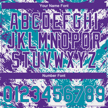 Laden Sie das Bild in den Galerie-Viewer, Custom Stitched White Teal Purple-White 3D Pattern Design Abstract Splatter Sports Pullover Sweatshirt Hoodie
