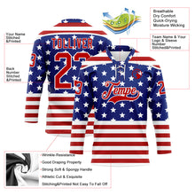 Charger l'image dans la galerie, Custom White Red-Royal American Flag Hockey Lace Neck Jersey
