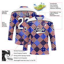 Charger l'image dans la galerie, Custom White Royal Red-Black American Flag Hockey Lace Neck Jersey
