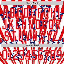 Charger l'image dans la galerie, Custom Royal Fire Red-White American Flag Hockey Lace Neck Jersey
