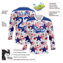 Charger l'image dans la galerie, Custom White Royal-Red American Flag Hockey Lace Neck Jersey
