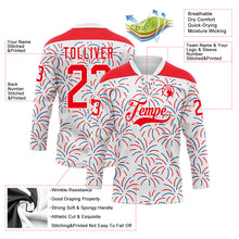 Charger l'image dans la galerie, Custom White Fire Red-Royal American Flag Fireworks Hockey Lace Neck Jersey
