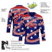 Charger l'image dans la galerie, Custom Royal Red-White American Flag Hockey Lace Neck Jersey
