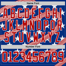 Charger l'image dans la galerie, Custom Royal Red-White American Flag Hockey Lace Neck Jersey
