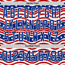 Charger l'image dans la galerie, Custom White Royal-Red American Flag Hockey Lace Neck Jersey
