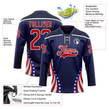 Charger l'image dans la galerie, Custom Navy Red Royal-White American Flag Hockey Lace Neck Jersey
