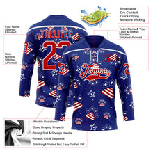 Charger l'image dans la galerie, Custom Royal Red-White American Flag Hockey Lace Neck Jersey
