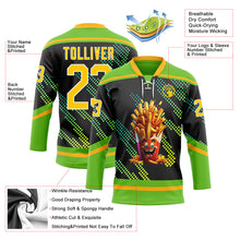 Загрузить изображение в средство просмотра галереи, Custom Aurora Green Gold Black-White 3D Pattern Design Foodie Funny Fries Hockey Lace Neck Jersey
