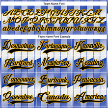 Charger l'image dans la galerie, Custom White Black Thunder Blue-Gold 3D Pattern Design Stripe Gradient Hockey Lace Neck Jersey
