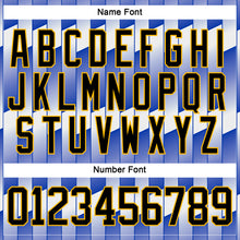 Charger l'image dans la galerie, Custom White Black Thunder Blue-Gold 3D Pattern Design Stripe Gradient Hockey Lace Neck Jersey
