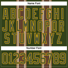 Charger l'image dans la galerie, Custom Olive Brown Cream Gold-White 3D Pattern Design Stripe Hockey Lace Neck Jersey
