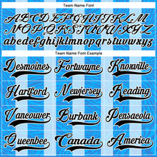 Load image into Gallery viewer, Custom Blue Black Powder Blue-White 3D Pattern Design Stripe Hockey Lace Neck Jersey
