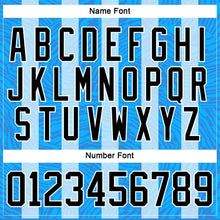 Load image into Gallery viewer, Custom Blue Black Powder Blue-White 3D Pattern Design Stripe Hockey Lace Neck Jersey
