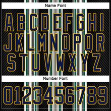 Laden Sie das Bild in den Galerie-Viewer, Custom Black Navy Green Red Gold-White 3D Pattern Design Stripe Hockey Lace Neck Jersey
