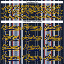 Загрузить изображение в средство просмотра галереи, Custom Black Navy Red Gold-White 3D Pattern Design Stripe Hockey Lace Neck Jersey
