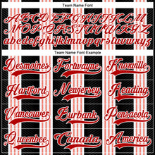 Load image into Gallery viewer, Custom Black Red Pink-White 3D Pattern Design Stripe Hockey Lace Neck Jersey
