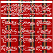 Laden Sie das Bild in den Galerie-Viewer, Custom Red Old Gold Black-White 3D Pattern Design Stripe Hockey Lace Neck Jersey
