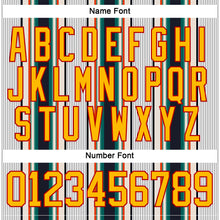 Load image into Gallery viewer, Custom White Gold Black Cream Green-Red 3D Pattern Design Stripe Hockey Lace Neck Jersey
