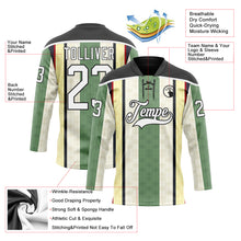 Load image into Gallery viewer, Custom Green White Cream Black-Red 3D Pattern Design Stripe Hockey Lace Neck Jersey
