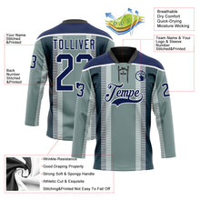 Load image into Gallery viewer, Custom Green Navy Black-White 3D Pattern Design Stripe Hockey Lace Neck Jersey
