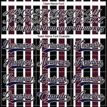 Laden Sie das Bild in den Galerie-Viewer, Custom Black Navy Red Cream-White 3D Pattern Design Stripe Hockey Lace Neck Jersey
