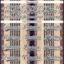 Загрузить изображение в средство просмотра галереи, Custom Cream Steel Gray Red Navy-White 3D Pattern Design Stripe Hockey Lace Neck Jersey
