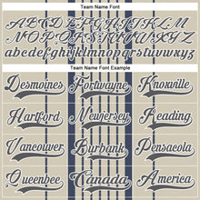 Загрузить изображение в средство просмотра галереи, Custom Cream Steel Gray Navy-White 3D Pattern Design Stripe Hockey Lace Neck Jersey
