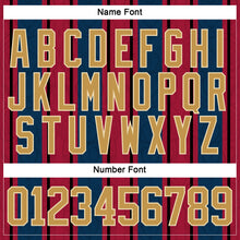 Laden Sie das Bild in den Galerie-Viewer, Custom Red Old Gold Navy White-Cream 3D Pattern Design Stripe Hockey Lace Neck Jersey
