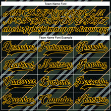 Load image into Gallery viewer, Custom Black Gold-White 3D Pattern Design Stripe Hockey Lace Neck Jersey
