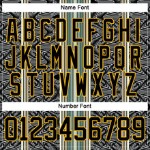 Load image into Gallery viewer, Custom Black Blue Gold-White 3D Pattern Design Stripe Hockey Lace Neck Jersey
