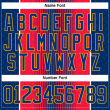 Laden Sie das Bild in den Galerie-Viewer, Custom Red Royal Black Gold-White 3D Pattern Design Stripe Hockey Lace Neck Jersey
