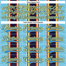 Load image into Gallery viewer, Custom Blue Powder Blue Black Red Gold-White 3D Pattern Design Stripe Hockey Lace Neck Jersey
