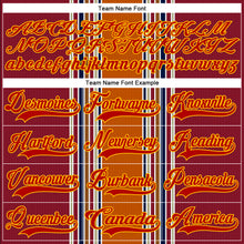 Load image into Gallery viewer, Custom Orange Red Blue Gold-White 3D Pattern Design Stripe Hockey Lace Neck Jersey
