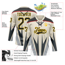 Загрузить изображение в средство просмотра галереи, Custom Cream Black Gray Red-Yellow 3D Abstract Pattern Graphic Cyber Mecha E-sport Hockey Lace Neck Jersey
