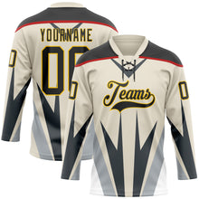 Загрузить изображение в средство просмотра галереи, Custom Cream Black Gray Red-Yellow 3D Abstract Pattern Graphic Cyber Mecha E-sport Hockey Lace Neck Jersey

