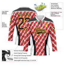 Laden Sie das Bild in den Galerie-Viewer, Custom White Black Red Yellow-White 3D Abstract Pattern Graphic Cyber Mecha E-sport Hockey Lace Neck Jersey
