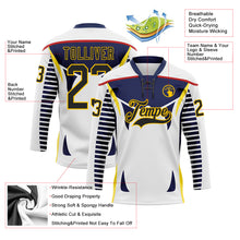 Laden Sie das Bild in den Galerie-Viewer, Custom White Black Navy Red-Yellow 3D Abstract Pattern Graphic Cyber Mecha E-sport Hockey Lace Neck Jersey
