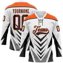 Laden Sie das Bild in den Galerie-Viewer, Custom White Black Gray-Orange 3D Abstract Pattern Graphic Cyber Mecha E-sport Hockey Lace Neck Jersey
