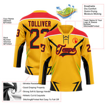 Load image into Gallery viewer, Custom Gold Black Fire Red Green-White 3D Abstract Pattern Graphic Cyber Mecha E-sport Hockey Lace Neck Jersey
