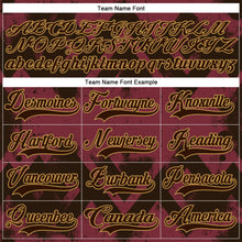 Laden Sie das Bild in den Galerie-Viewer, Custom Burgundy Brown-Old Gold 3D Pattern Tribal Indigenous Grunge Splash Hockey Lace Neck Jersey
