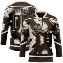 Загрузить изображение в средство просмотра галереи, Custom Brown Cream 3D Pattern Tribal Indigenous Grunge Splash Hockey Lace Neck Jersey

