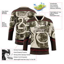 Загрузить изображение в средство просмотра галереи, Custom Cream Olive Brown-Burgundy 3D Pattern Tribal Indigenous Grunge Splash Hockey Lace Neck Jersey
