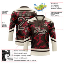 Загрузить изображение в средство просмотра галереи, Custom Brown Red-Cream 3D Pattern Tribal Indigenous Grunge Splash Hockey Lace Neck Jersey
