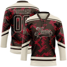 Загрузить изображение в средство просмотра галереи, Custom Brown Red-Cream 3D Pattern Tribal Indigenous Grunge Splash Hockey Lace Neck Jersey
