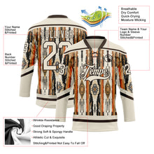 Загрузить изображение в средство просмотра галереи, Custom Cream Brown Orange-Black 3D Pattern Tribal Indigenous Grunge Splash Hockey Lace Neck Jersey
