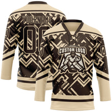 Загрузить изображение в средство просмотра галереи, Custom Brown City Cream 3D Pattern Tribal Indigenous Grunge Geometric Splash Hockey Lace Neck Jersey
