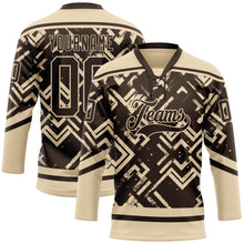 Загрузить изображение в средство просмотра галереи, Custom Brown City Cream 3D Pattern Tribal Indigenous Grunge Geometric Splash Hockey Lace Neck Jersey
