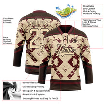 Загрузить изображение в средство просмотра галереи, Custom City Cream Burgundy-Brown 3D Pattern Tribal Indigenous Grunge Splash Hockey Lace Neck Jersey
